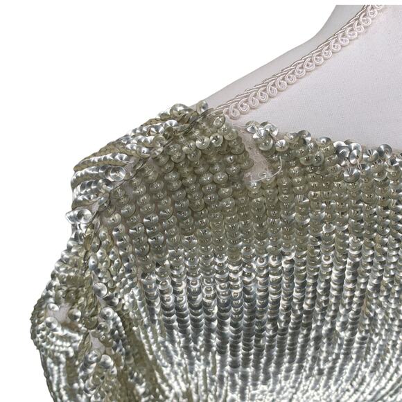 Retrofête Selma Champage Sequin Split Sleeve Keyhole Belted Robe Mini Dress - Picture 12 of 16